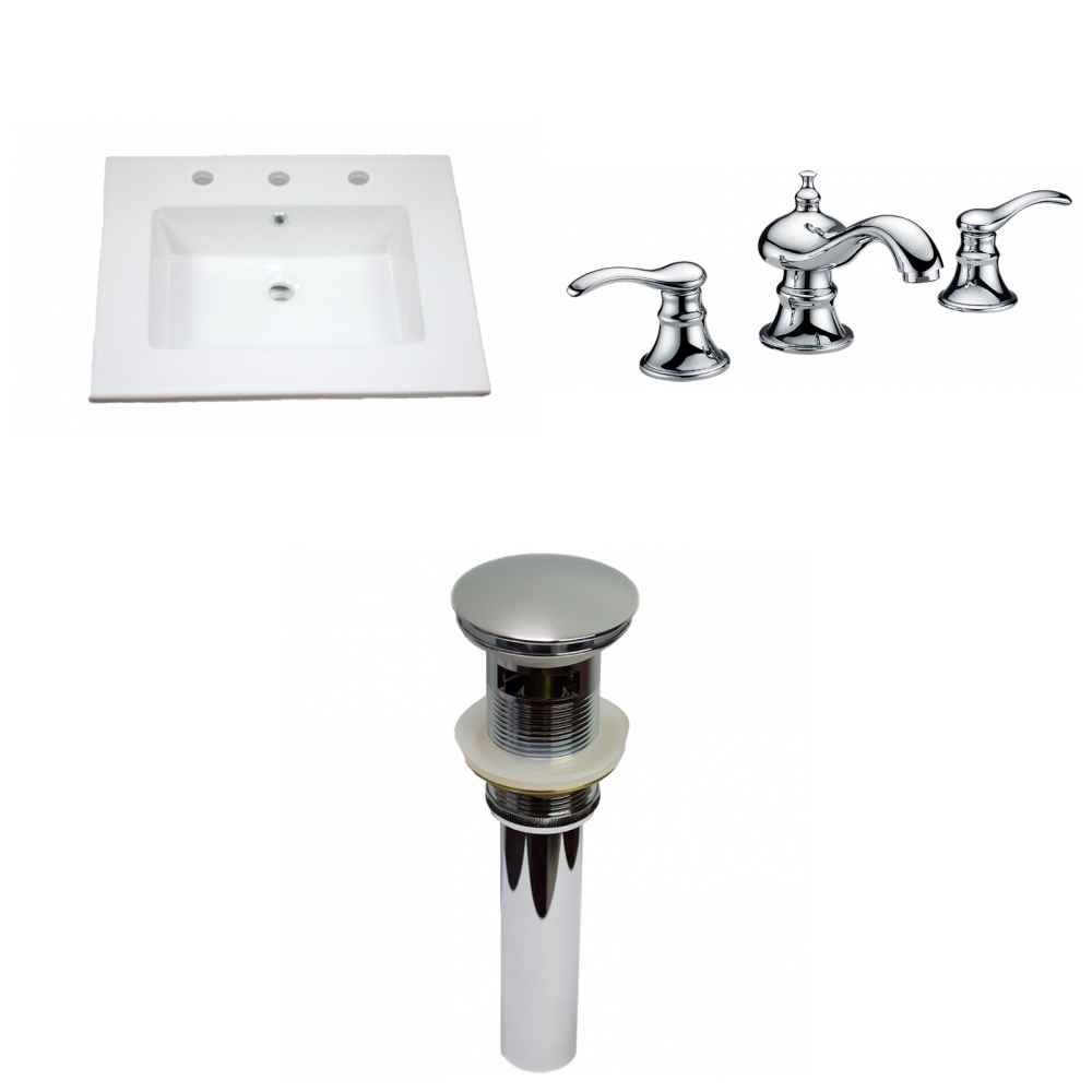 25-in. W 3H8-in. Ceramic Top Set In White Color - Overflow Drain Incl.