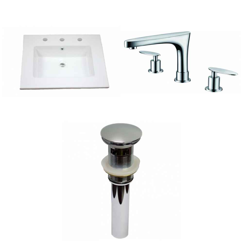 25-in. W 3H8-in. Ceramic Top Set In White Color - Overflow Drain Incl.