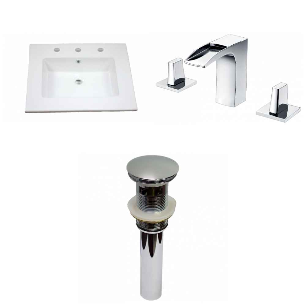 25-in. W 3H8-in. Ceramic Top Set In White Color - Overflow Drain Incl.