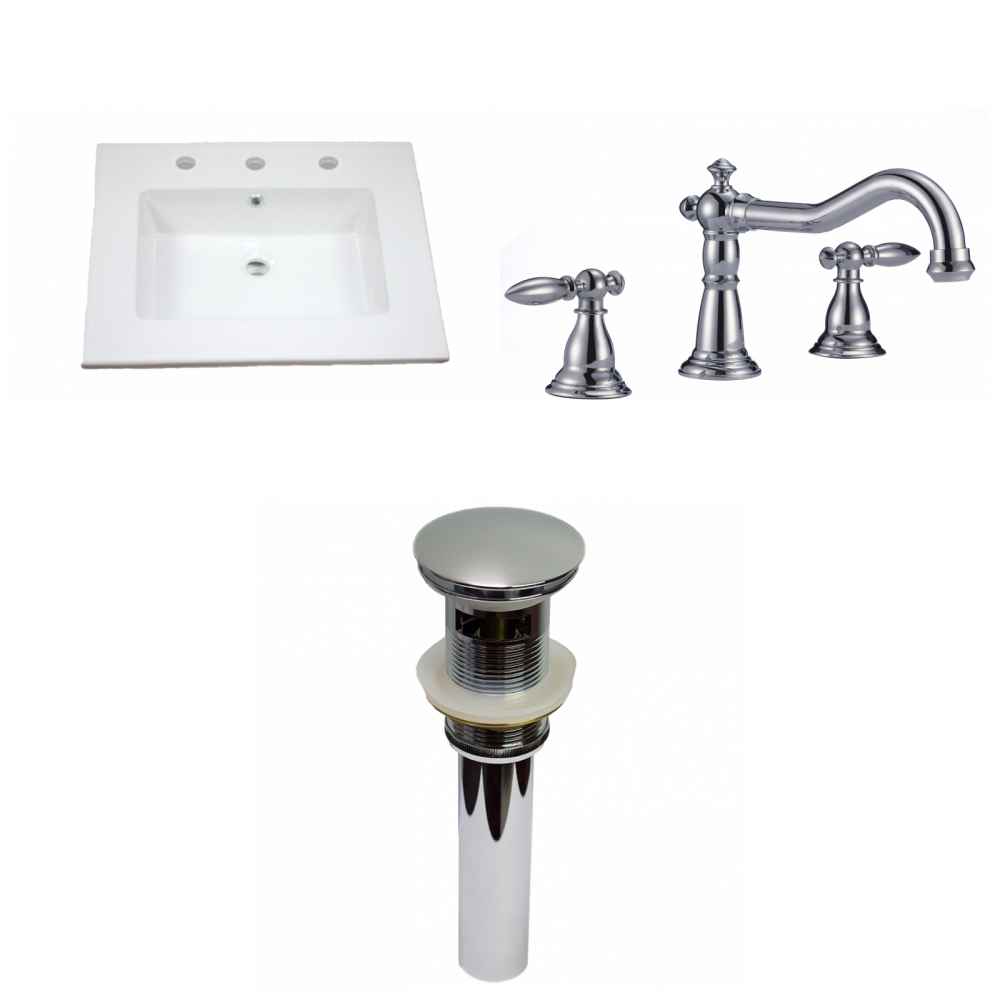 25-in. W 3H8-in. Ceramic Top Set In White Color - Overflow Drain Incl.
