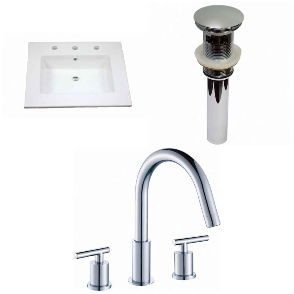25-in. W 3H8-in. Ceramic Top Set In White Color - Overflow Drain Incl.