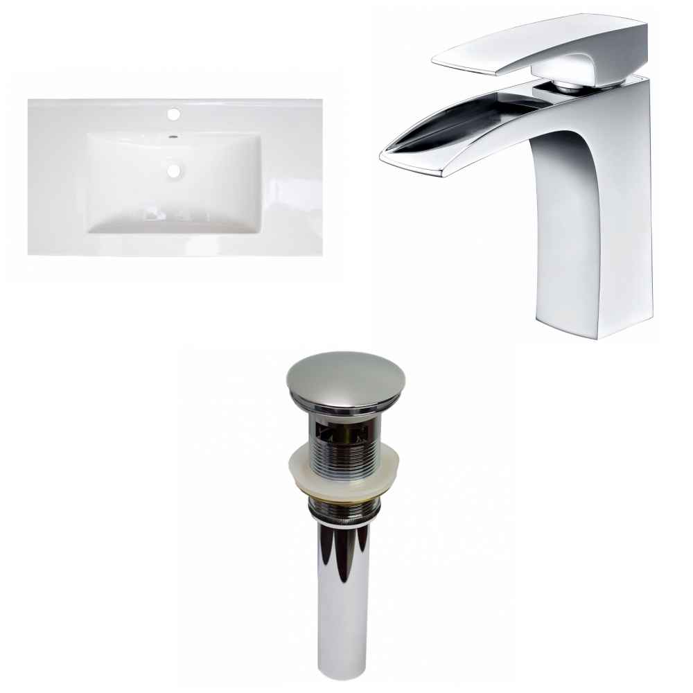 36.75-in. W 1 Hole Ceramic Top Set In White Color - Overflow Drain Incl.