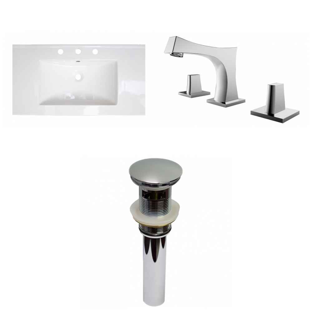 36.75-in. W 3H8-in. Ceramic Top Set In White Color - Overflow Drain Incl.