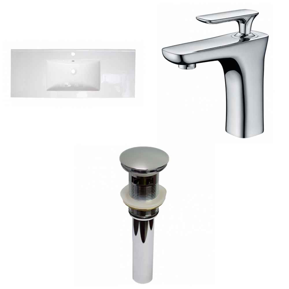 48.75-in. W 1 Hole Ceramic Top Set In White Color - Overflow Drain Incl.