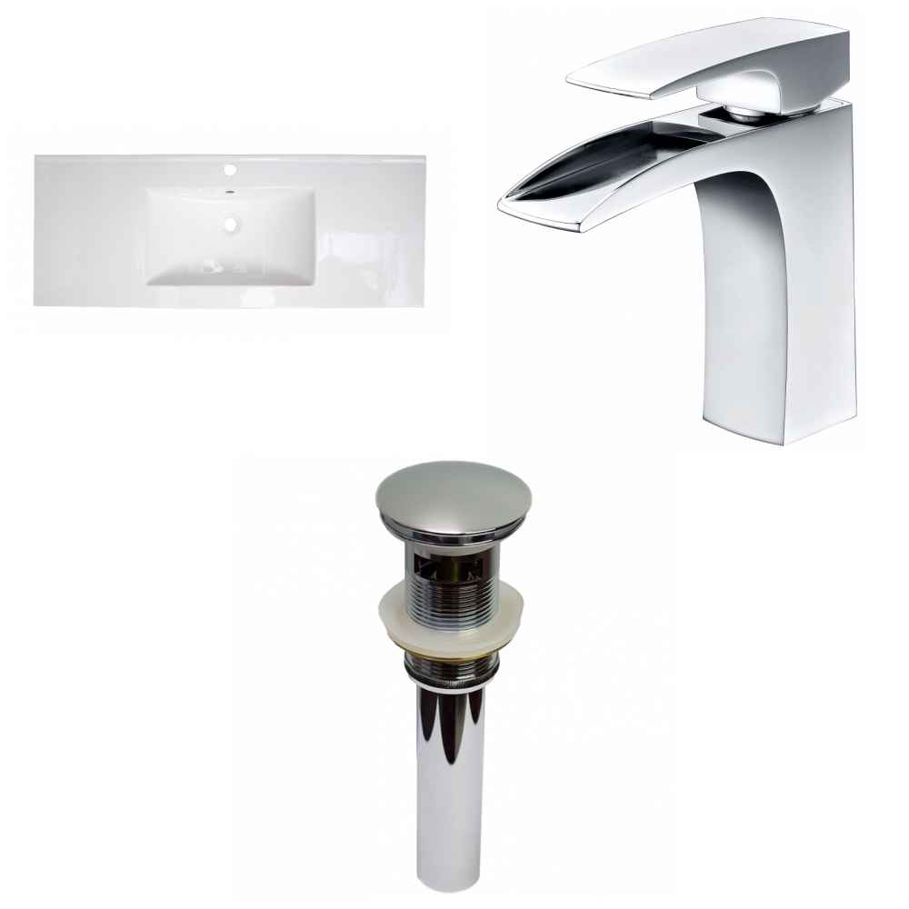 48.75-in. W 1 Hole Ceramic Top Set In White Color - Overflow Drain Incl.