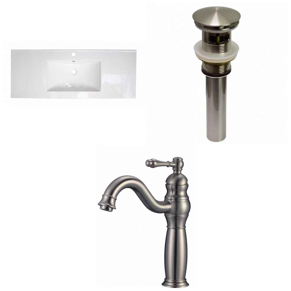 48.75-in. W 1 Hole Ceramic Top Set In White Color - Overflow Drain Incl.