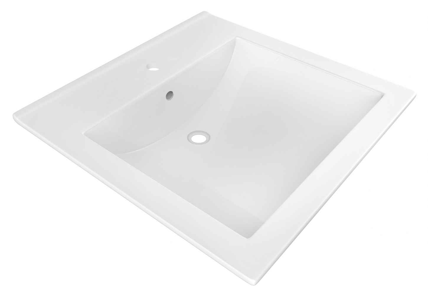 21.5-in. W 1 Hole Ceramic Top Set In White Color - Overflow Drain Incl.