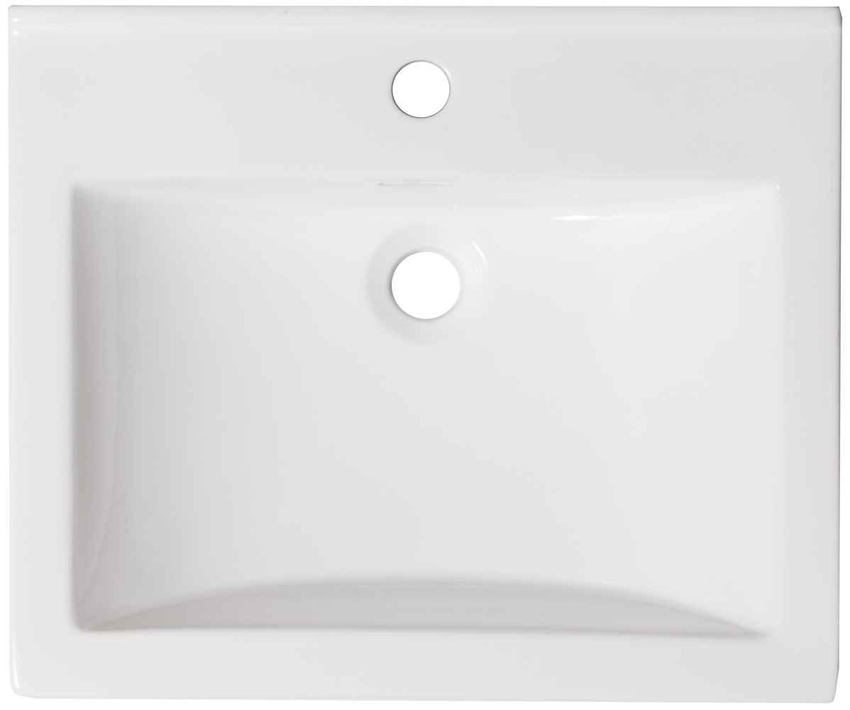 21.5-in. W 1 Hole Ceramic Top Set In White Color - Overflow Drain Incl.