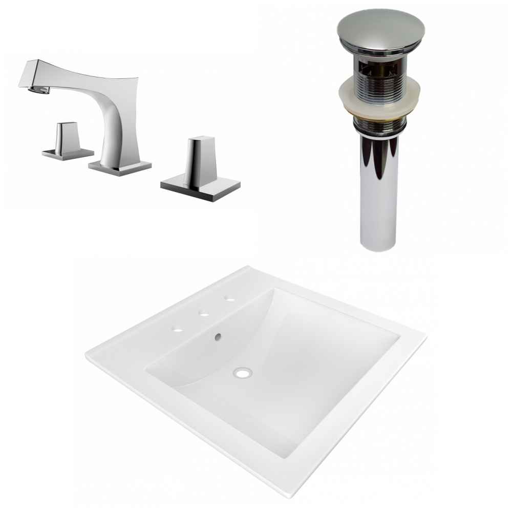 21.5-in. W 3H8-in. Ceramic Top Set In White Color - Overflow Drain Incl.