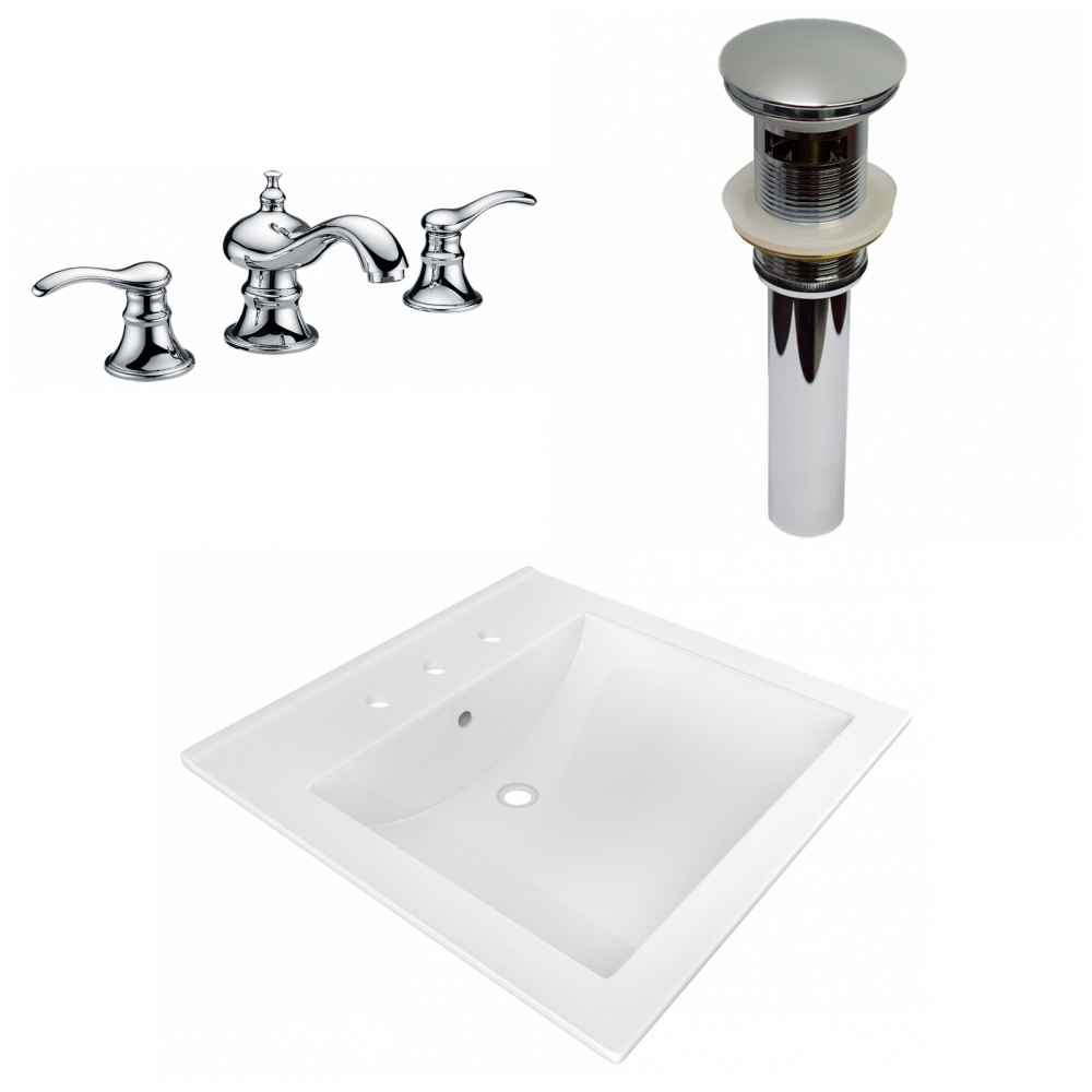 21.5-in. W 3H8-in. Ceramic Top Set In White Color - Overflow Drain Incl.