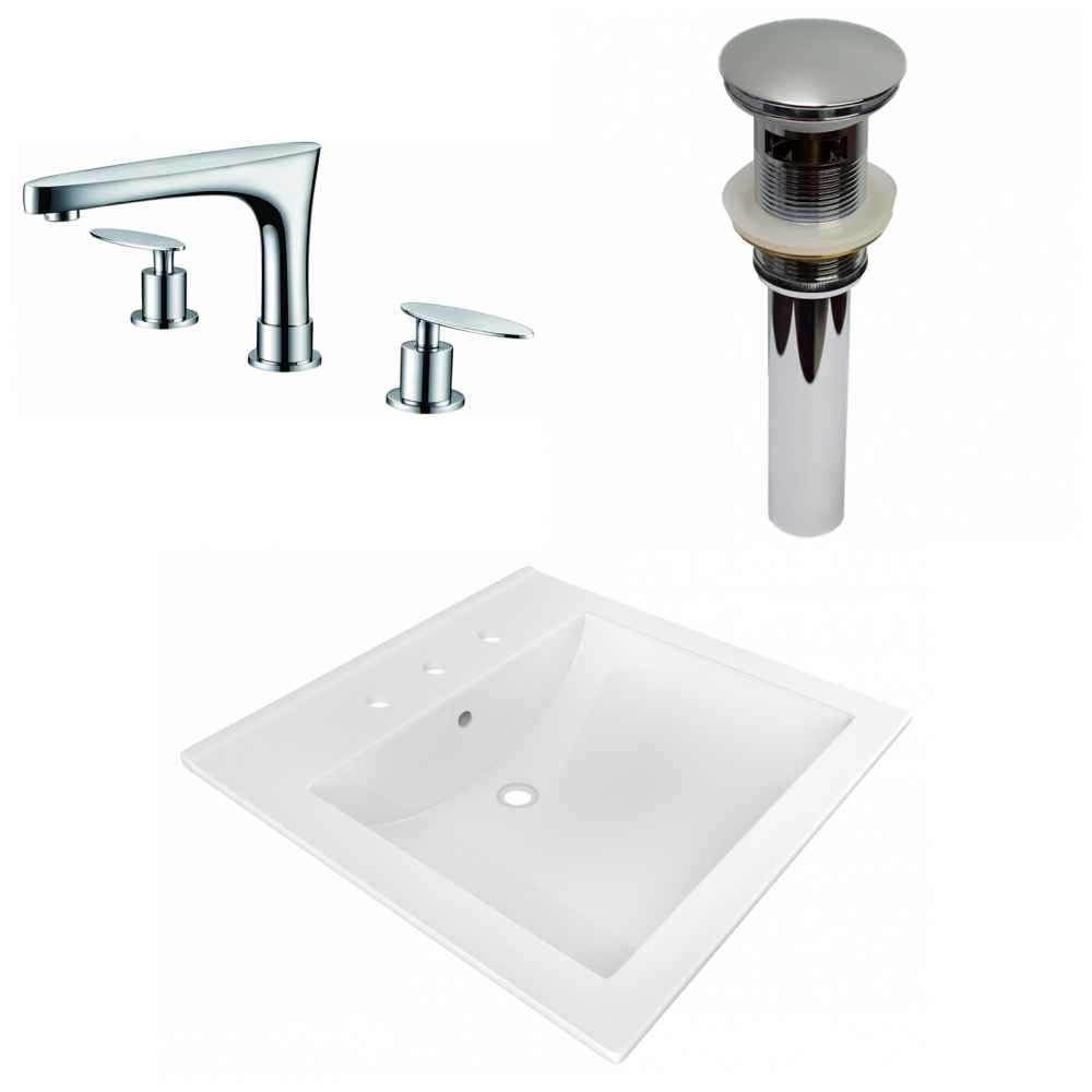21.5-in. W 3H8-in. Ceramic Top Set In White Color - Overflow Drain Incl.