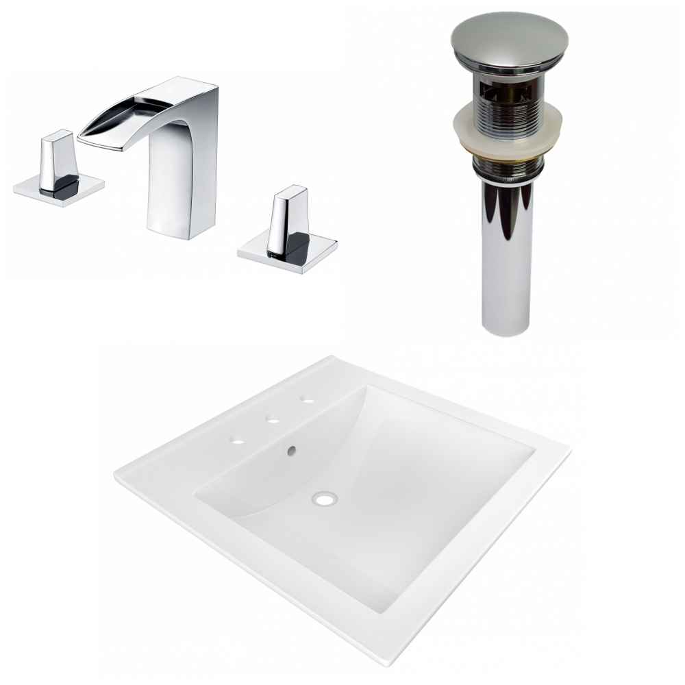 21.5-in. W 3H8-in. Ceramic Top Set In White Color - Overflow Drain Incl.