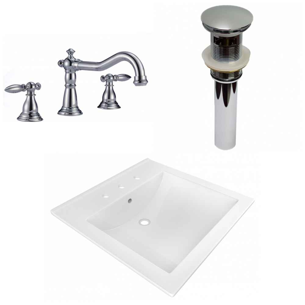 21.5-in. W 3H8-in. Ceramic Top Set In White Color - Overflow Drain Incl.
