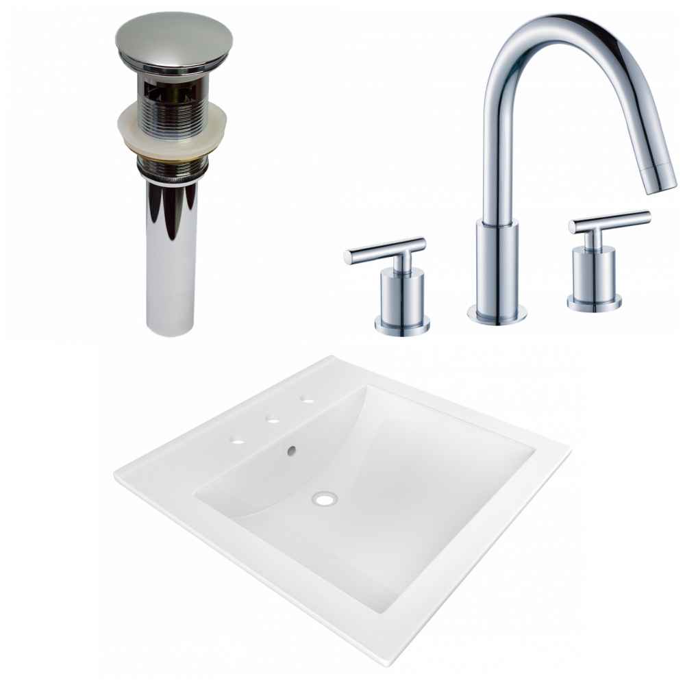 21.5-in. W 3H8-in. Ceramic Top Set In White Color - Overflow Drain Incl.