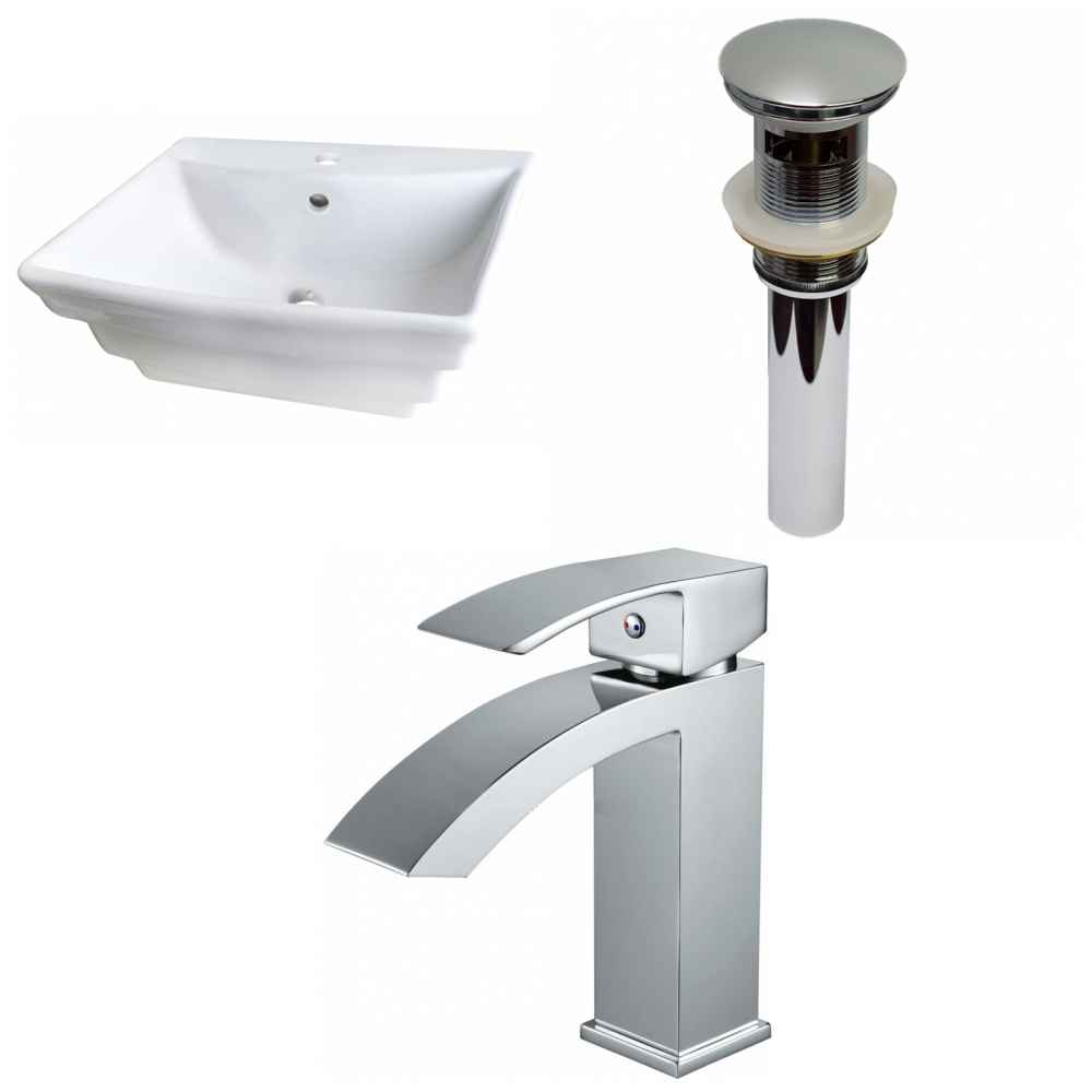 19.75-in. x 17-in. Rectangle Bathroom Vessel Sink Set White Enamel Glaze