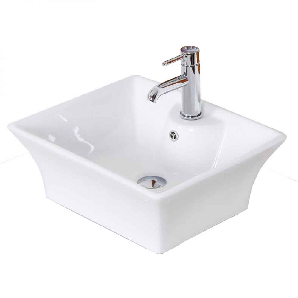 19.5-in. x 16.25-in. Rectangle Bathroom Vessel Sink Set White Enamel Glaze