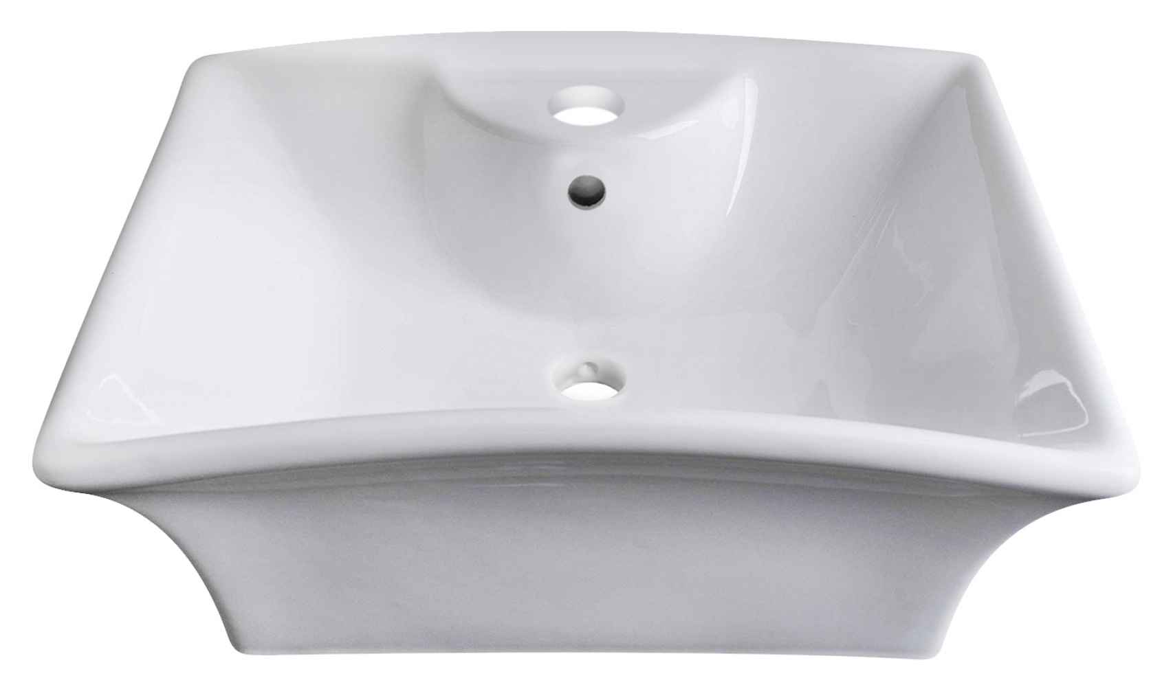 19.5-in. x 16.25-in. Rectangle Bathroom Vessel Sink Set White Enamel Glaze