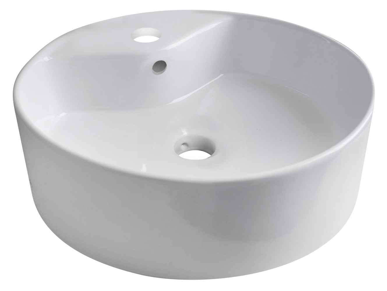 18.25-in. x 18.25-in. Round Bathroom Vessel Sink Set White Enamel Glaze