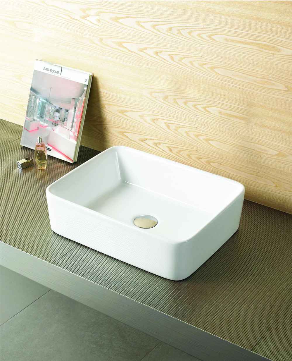18.75-in. x 14.75-in. Rectangle Bathroom Vessel Sink Set White Enamel Glaze