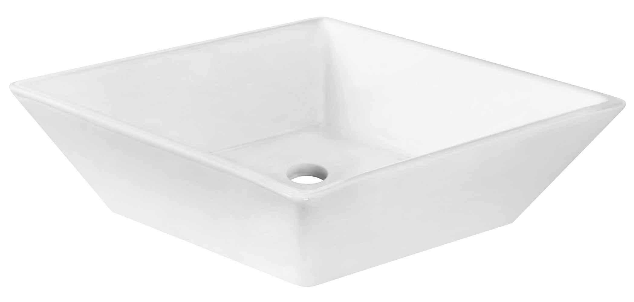 15.75-in. x 15.75-in. Square Bathroom Vessel Sink Set White Enamel Glaze