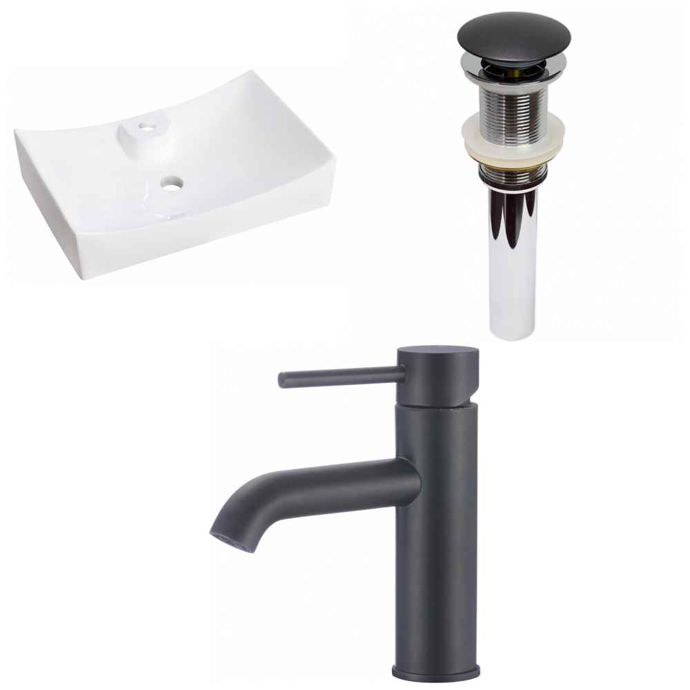 26-in. x 17.75-in. Rectangle Bathroom Vessel Sink Set White Enamel Glaze
