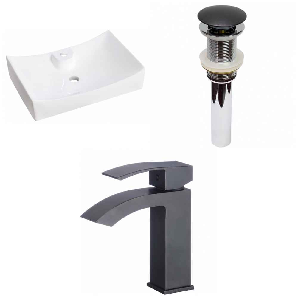 26-in. x 17.75-in. Rectangle Bathroom Vessel Sink Set White Enamel Glaze