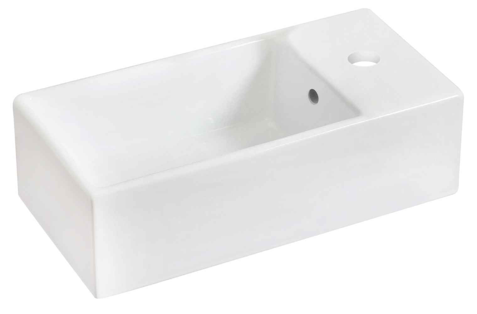 19.25-in. x 9.5-in. Rectangle Bathroom Vessel Sink Set White Enamel Glaze