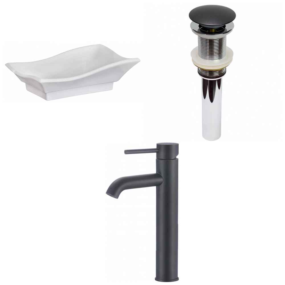 20-in. x 14-in. Unique Bathroom Vessel Sink Set White Enamel Glaze