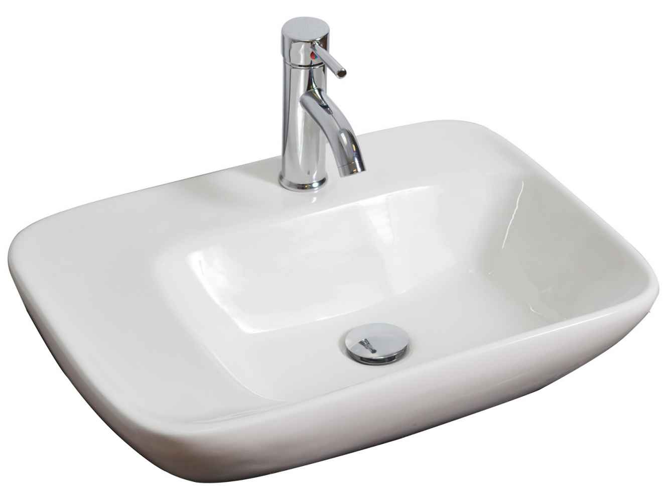 23.5-in. x 17.25-in. Rectangle Bathroom Vessel Sink Set White Enamel Glaze