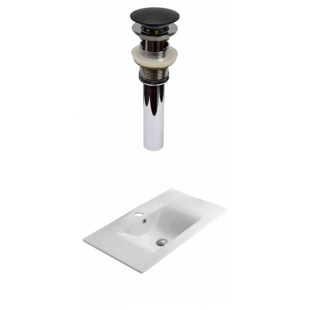 23.8-in. W 1 Hole Ceramic Top Set In White Color - Overflow Drain Incl.