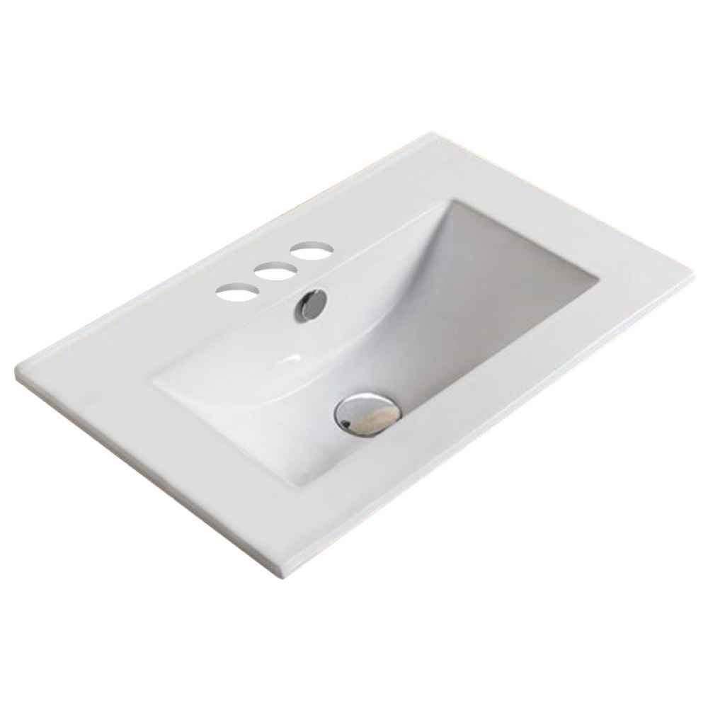 19.9-in. W 3H4-in. Ceramic Top Set In White Color - Overflow Drain Incl.