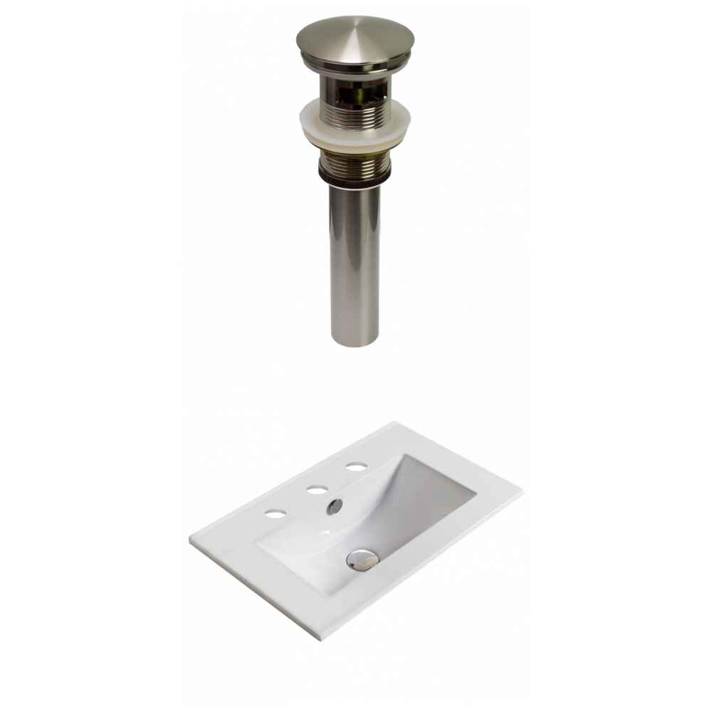 19.9-in. W 3H8-in. Ceramic Top Set In White Color - Overflow Drain Incl.