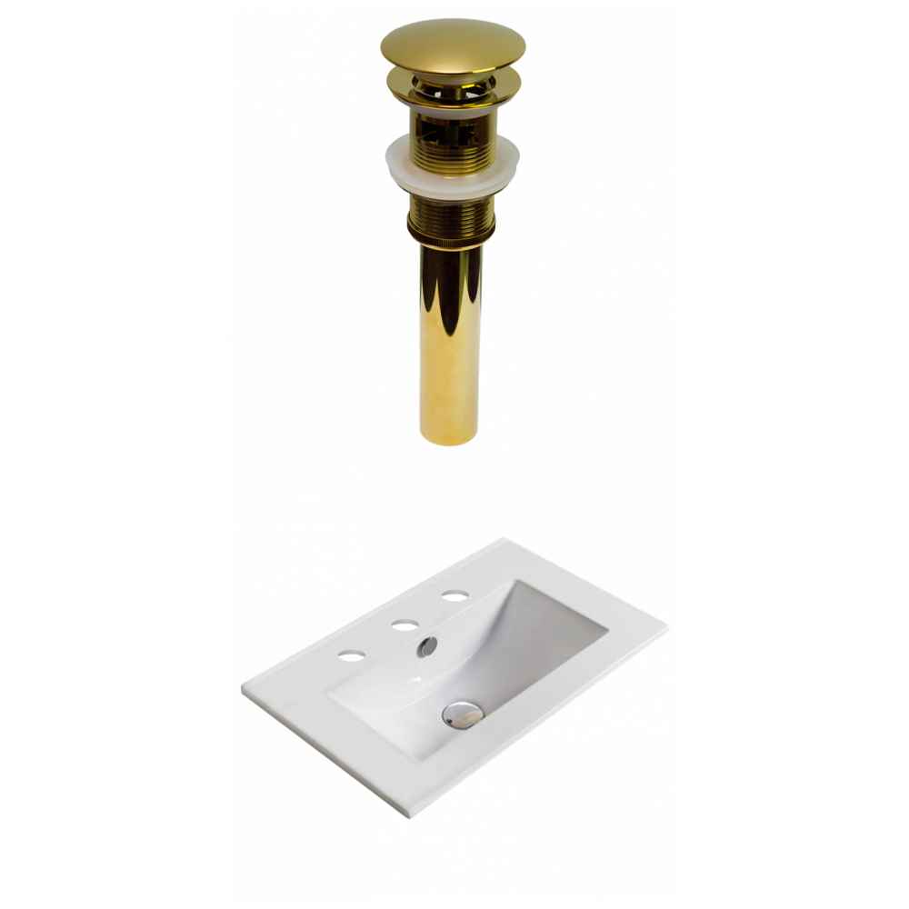 19.9-in. W 3H8-in. Ceramic Top Set In White Color - Overflow Drain Incl.