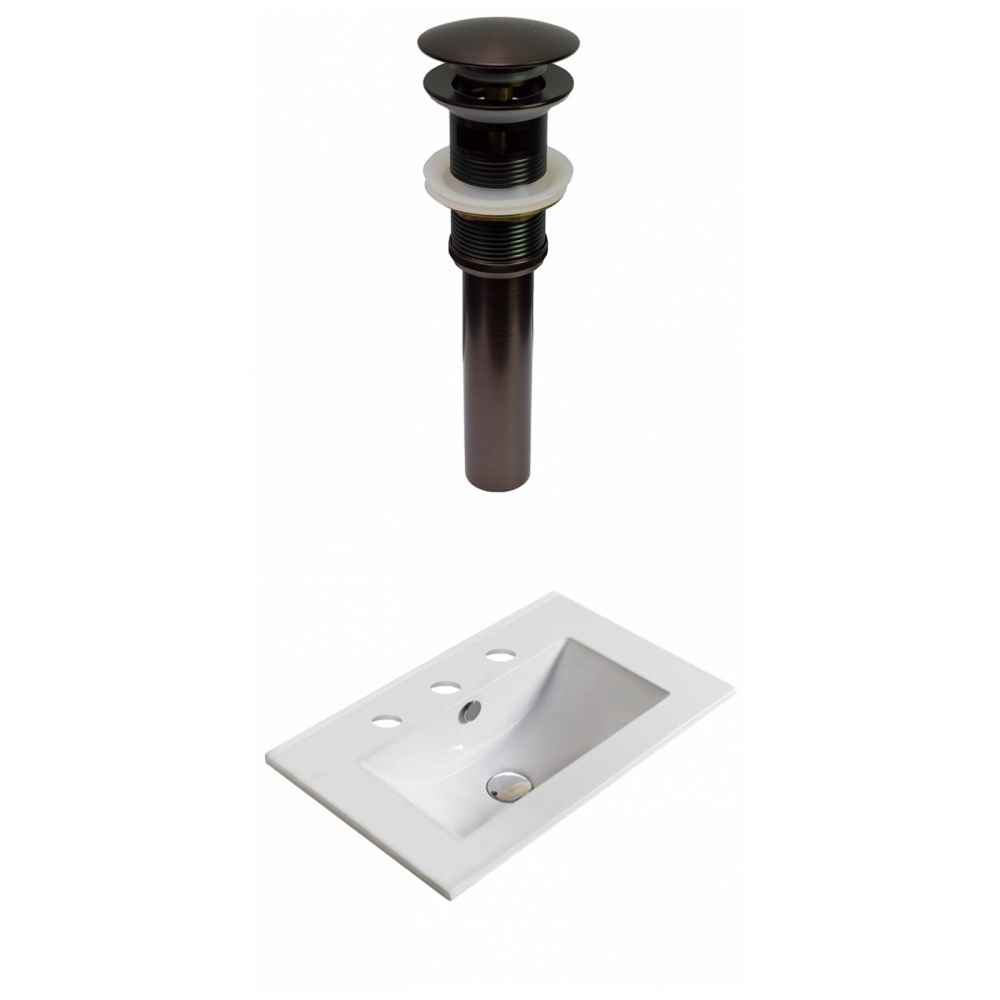 19.9-in. W 3H8-in. Ceramic Top Set In White Color - Overflow Drain Incl.