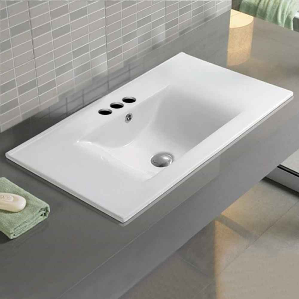 23.8-in. W 3H4-in. Ceramic Top Set In White Color - Overflow Drain Incl.