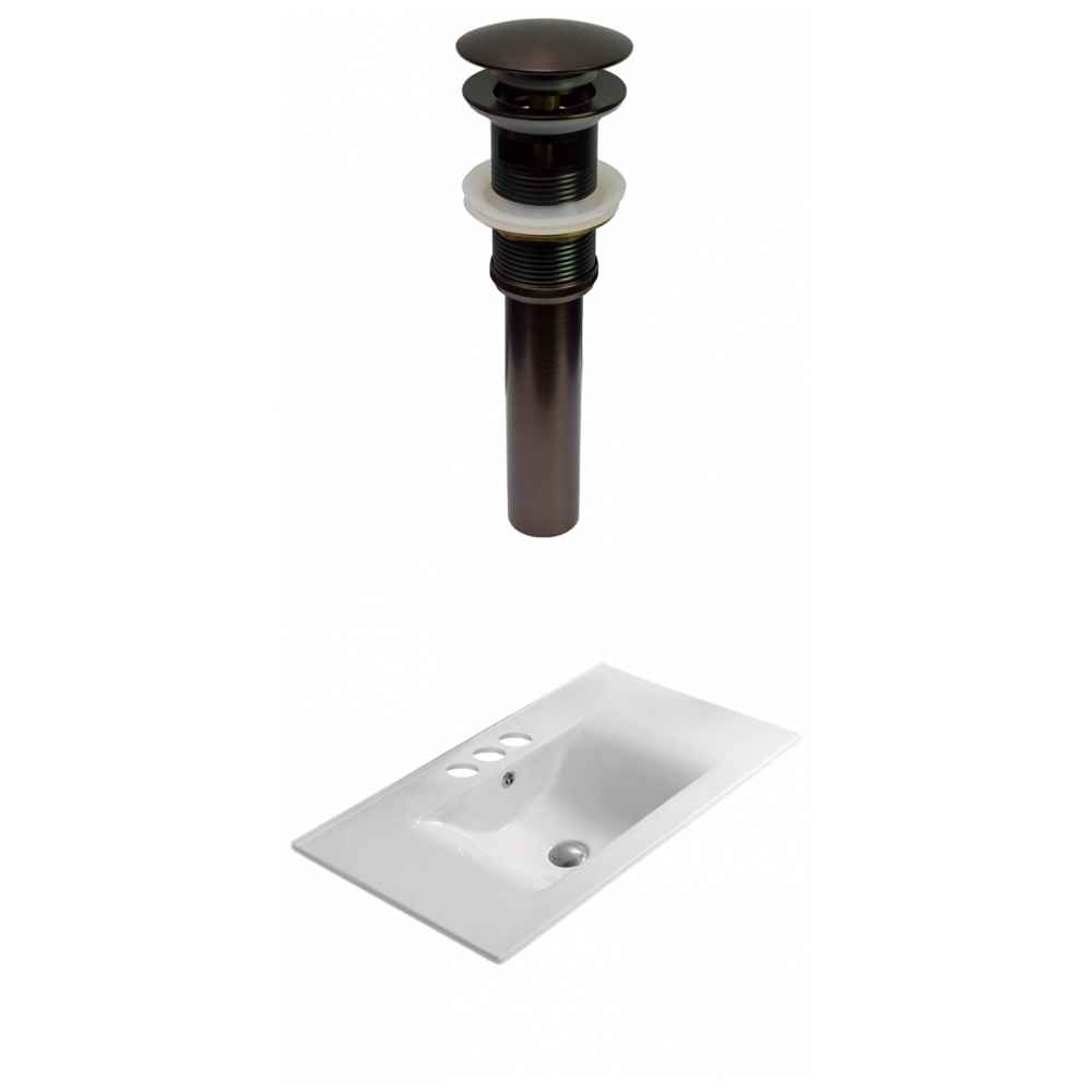 23.8-in. W 3H4-in. Ceramic Top Set In White Color - Overflow Drain Incl.