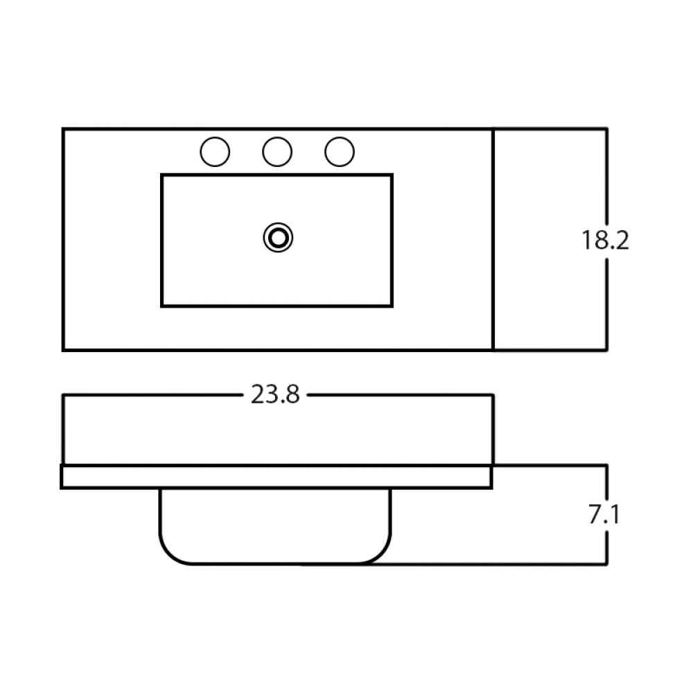23.8-in. W 3H8-in. Ceramic Top Set In White Color - Overflow Drain Incl.