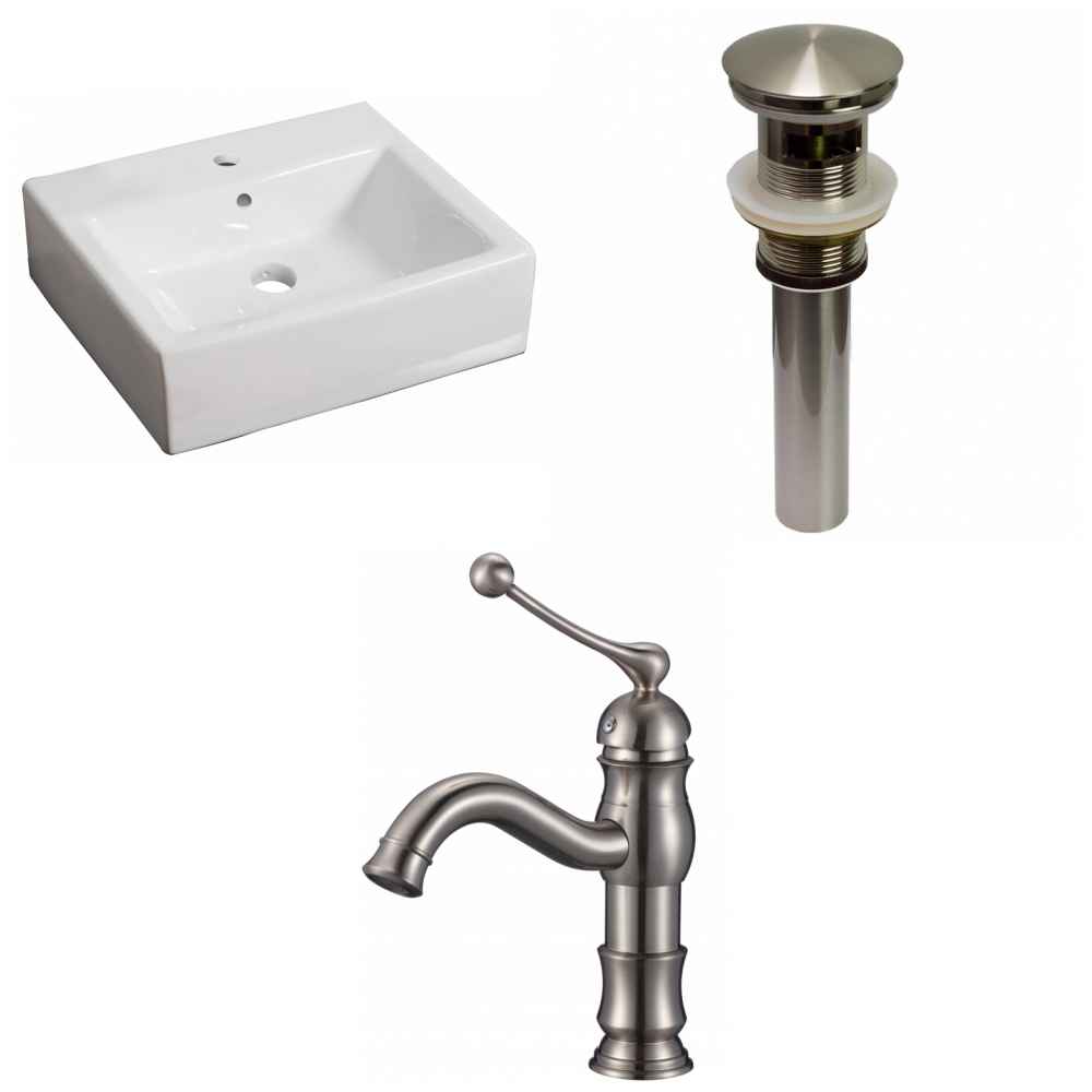 21-in. x 16.5-in. Rectangle Bathroom Vessel Sink Set White Enamel Glaze