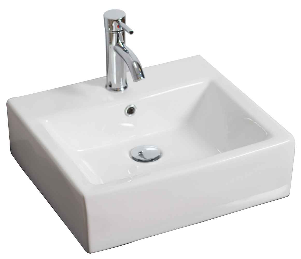 21-in. x 16.5-in. Rectangle Bathroom Vessel Sink Set White Enamel Glaze