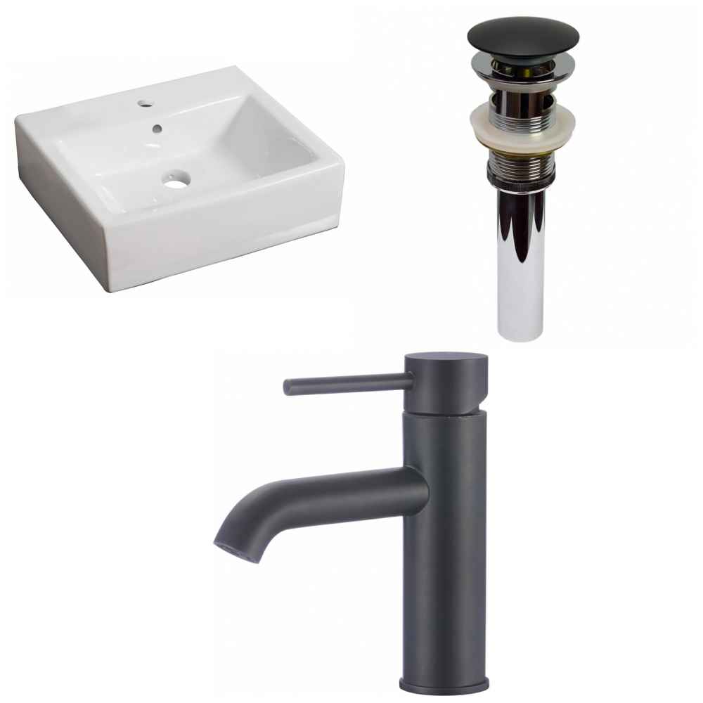 21-in. x 16.5-in. Rectangle Bathroom Vessel Sink Set White Enamel Glaze
