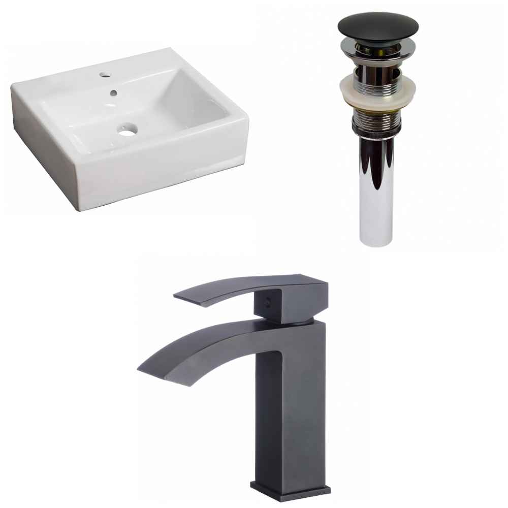 21-in. x 16.5-in. Rectangle Bathroom Vessel Sink Set White Enamel Glaze