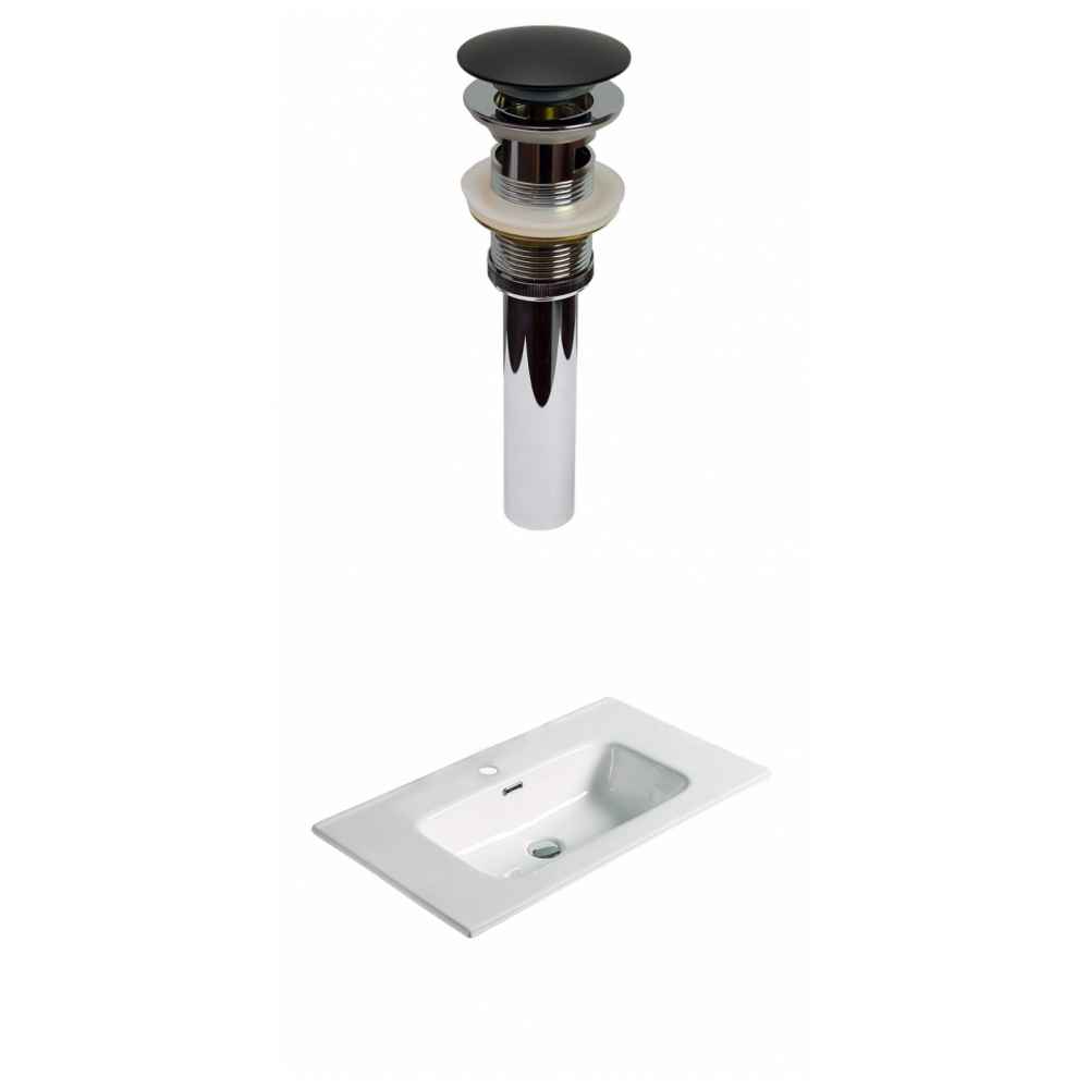 24.16-in. W 1 Hole Ceramic Top Set In White Color - Overflow Drain Incl.