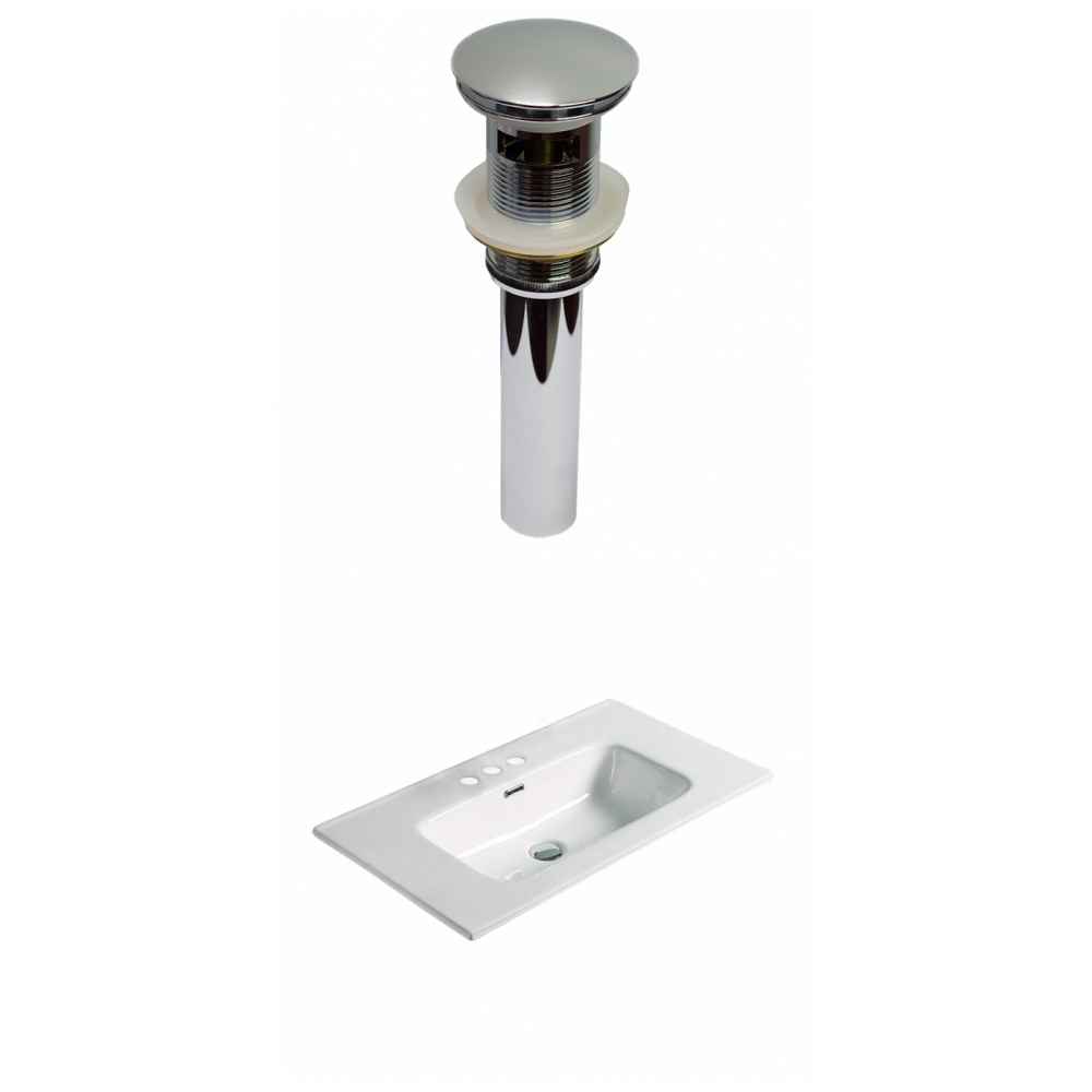 24.16-in. W 3H4-in. Ceramic Top Set In White Color - Overflow Drain Incl.