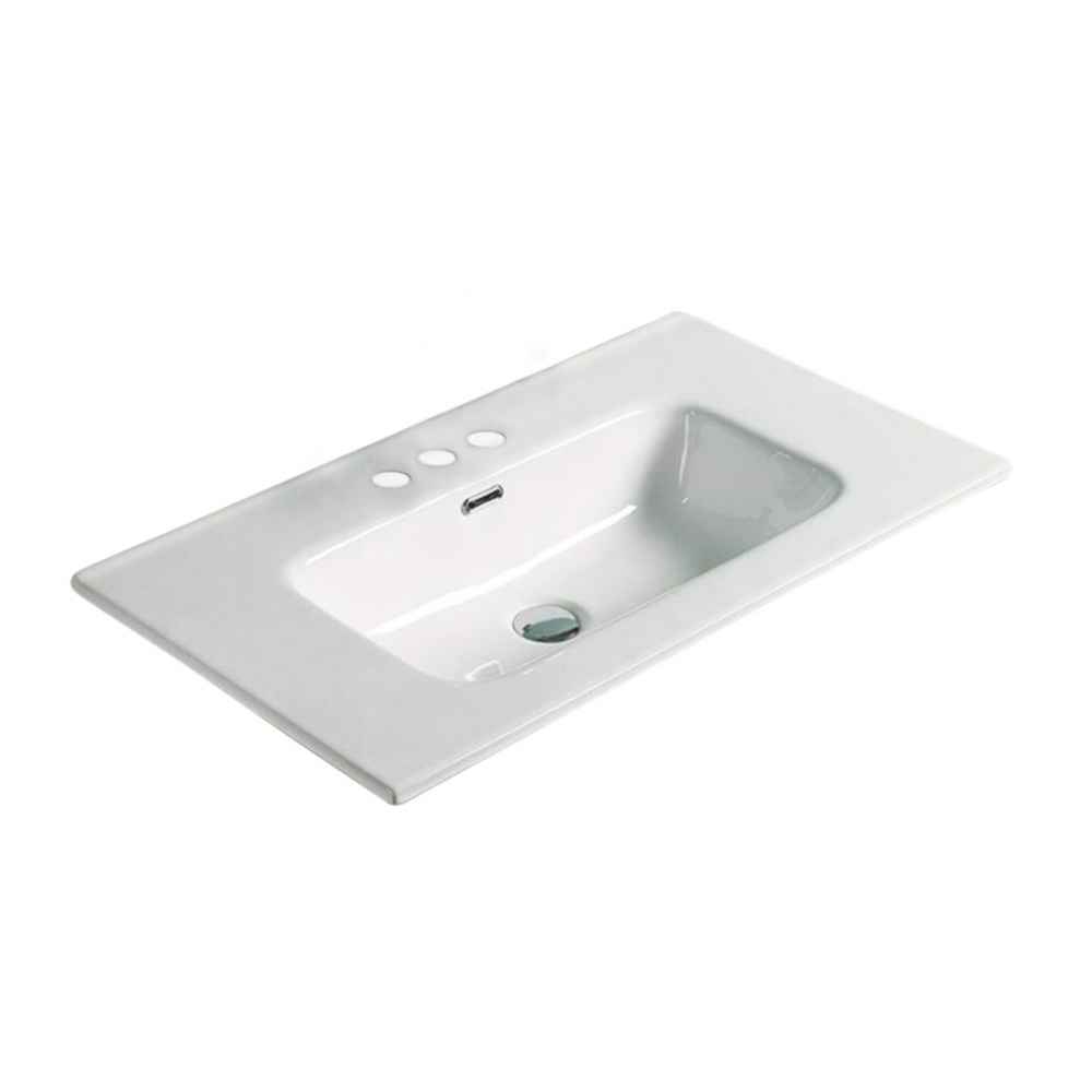 24.16-in. W 3H4-in. Ceramic Top Set In White Color - Overflow Drain Incl.