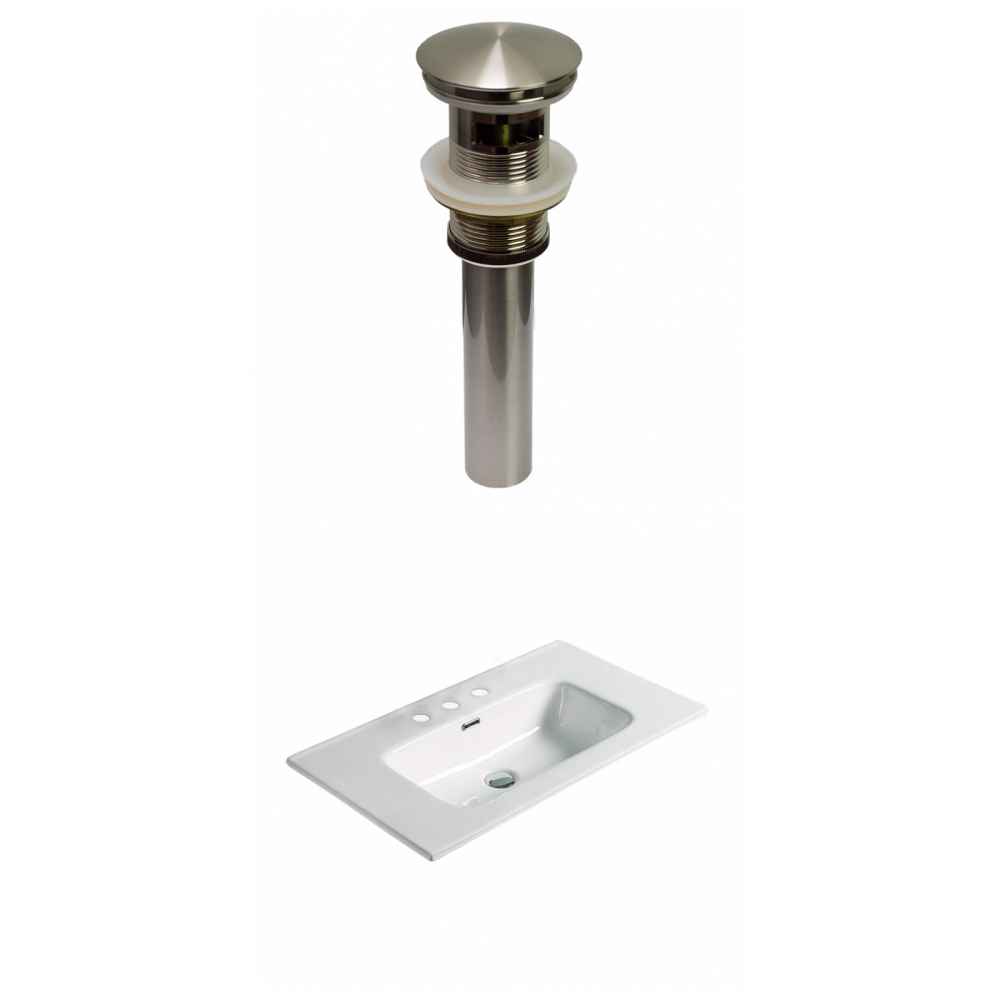 24.16-in. W 3H8-in. Ceramic Top Set In White Color - Overflow Drain Incl.