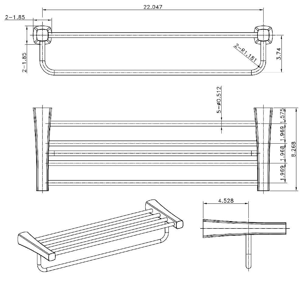 23.9 in. x 8.27 in. x 5.25 in. Chrome Towel Bar Stainless Steel
