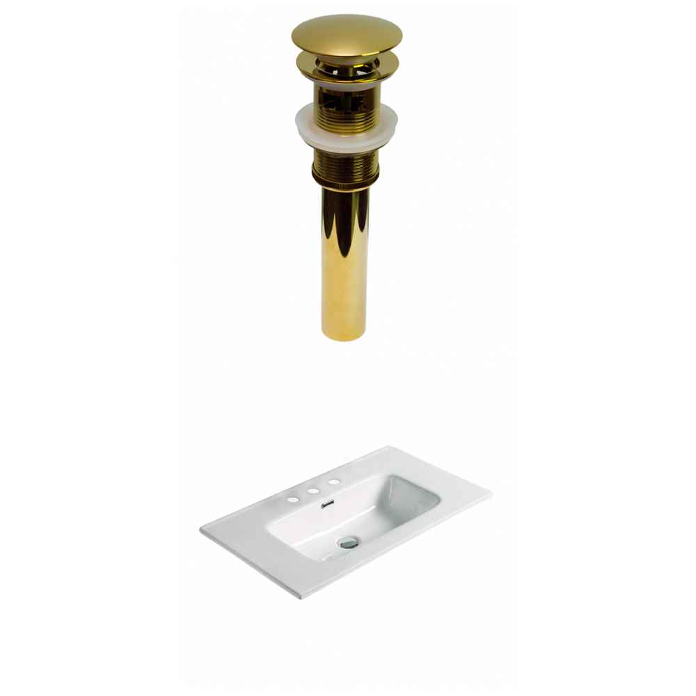 24.16-in. W 3H8-in. Ceramic Top Set In White Color - Overflow Drain Incl.