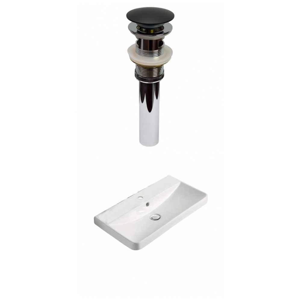 23.82-in. W 1 Hole Ceramic Top Set In White Color - Overflow Drain Incl.