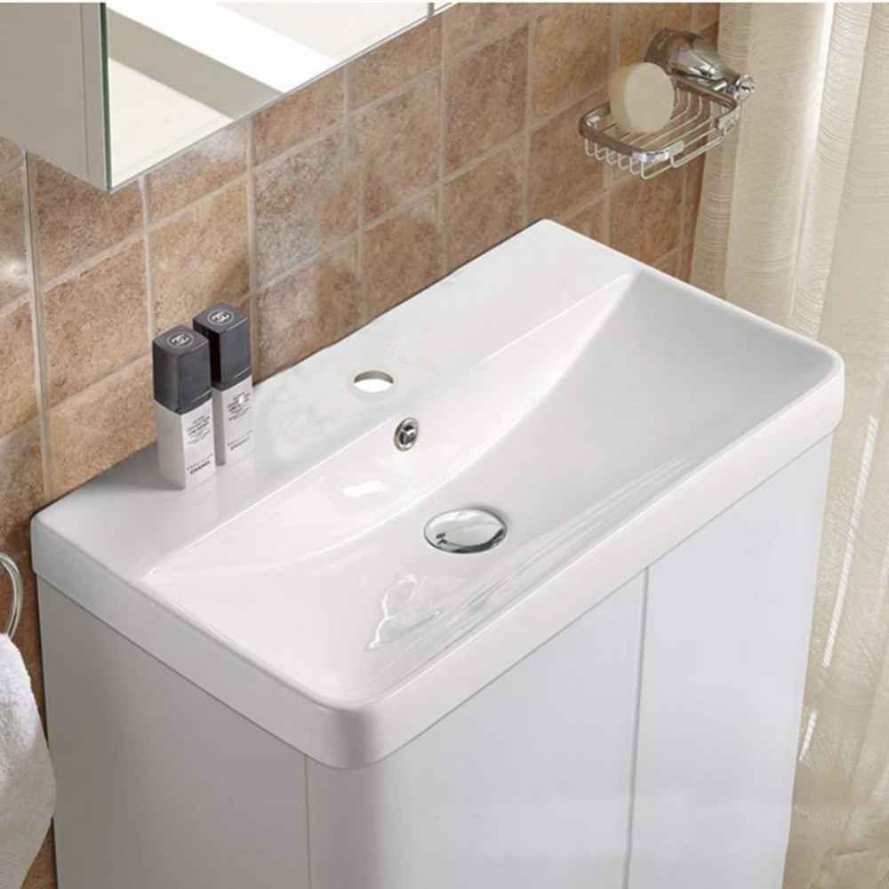 23.82-in. W 1 Hole Ceramic Top Set In White Color - Overflow Drain Incl.