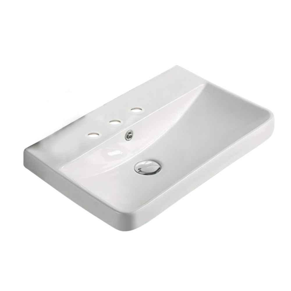 19.88-in. W 3H8-in. Ceramic Top Set In White Color - Overflow Drain Incl.